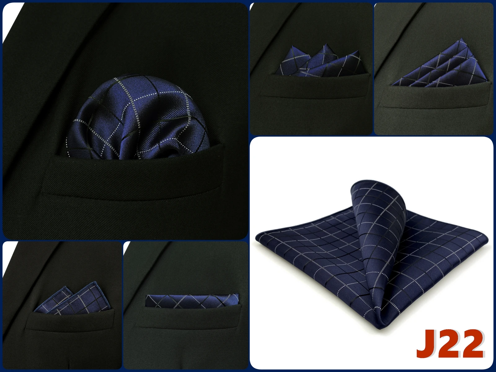 Luxury Mens Pocket Square Handkerchief Blue Navy Brown Paisley Jacquard Suit Hanky Large Classic Gentlemen Wedding Party Gift