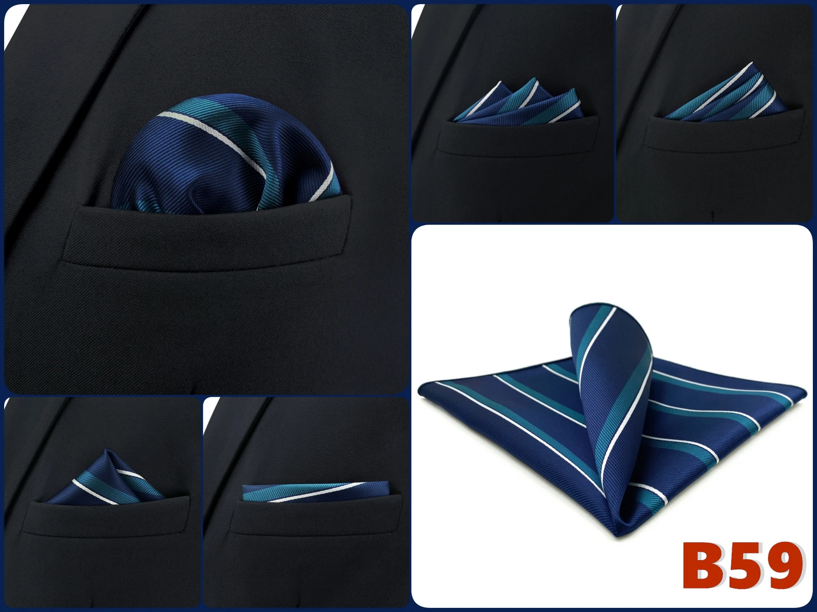 Luxury Mens Pocket Square Handkerchief Blue Navy Brown Paisley Jacquard Suit Hanky Large Classic Gentlemen Wedding Party Gift