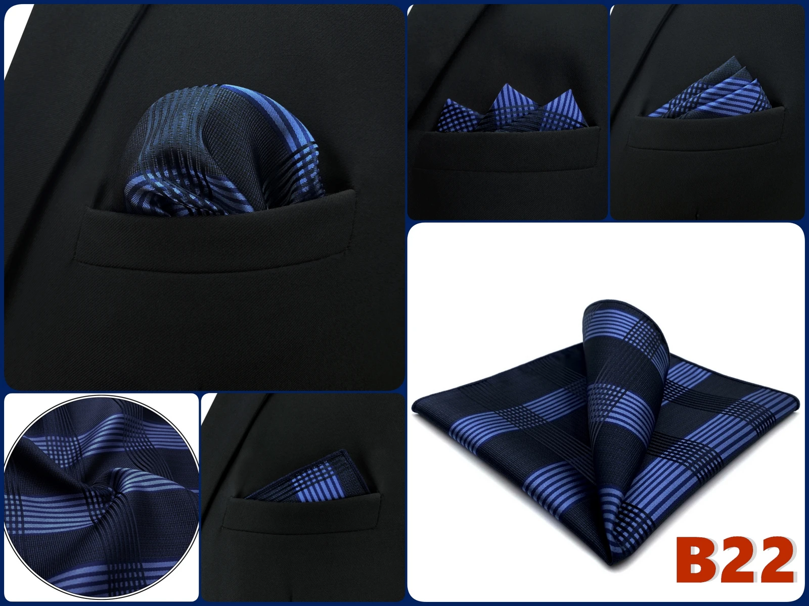 Luxury Mens Pocket Square Handkerchief Blue Navy Brown Paisley Jacquard Suit Hanky Large Classic Gentlemen Wedding Party Gift
