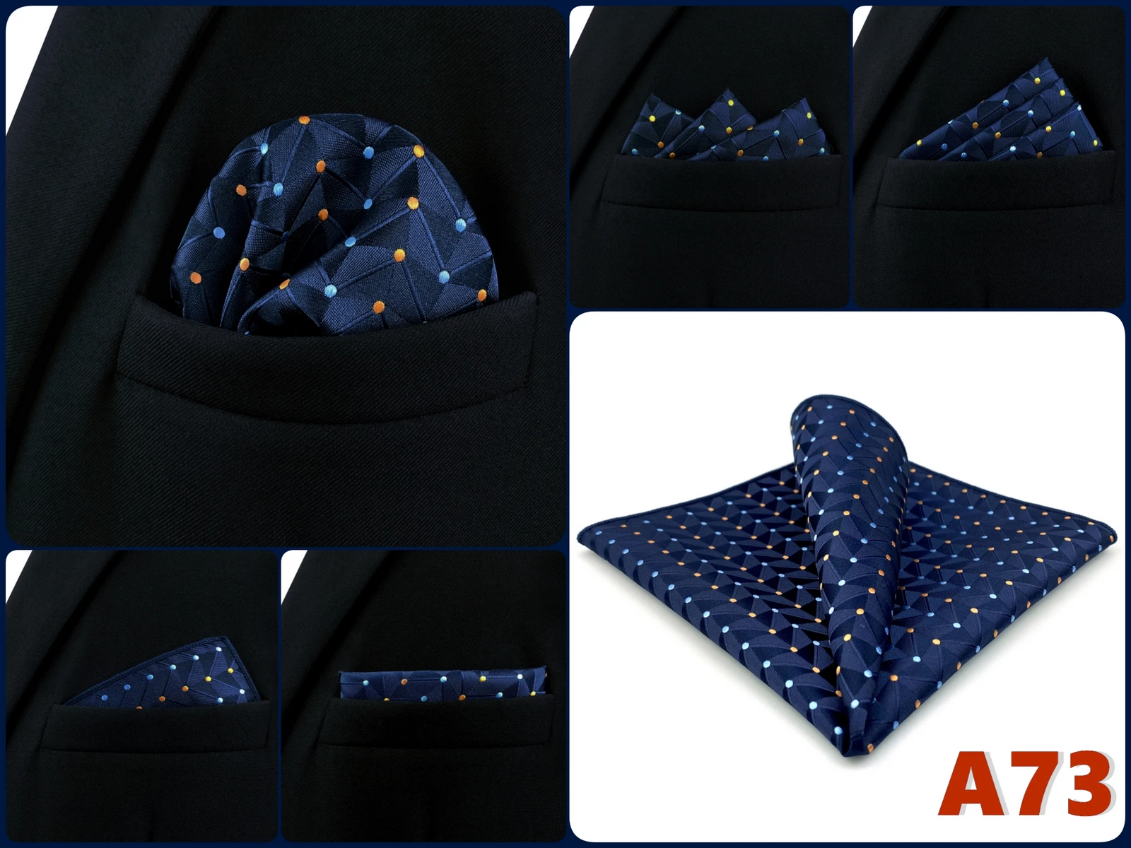 Luxury Mens Pocket Square Handkerchief Blue Navy Brown Paisley Jacquard Suit Hanky Large Classic Gentlemen Wedding Party Gift