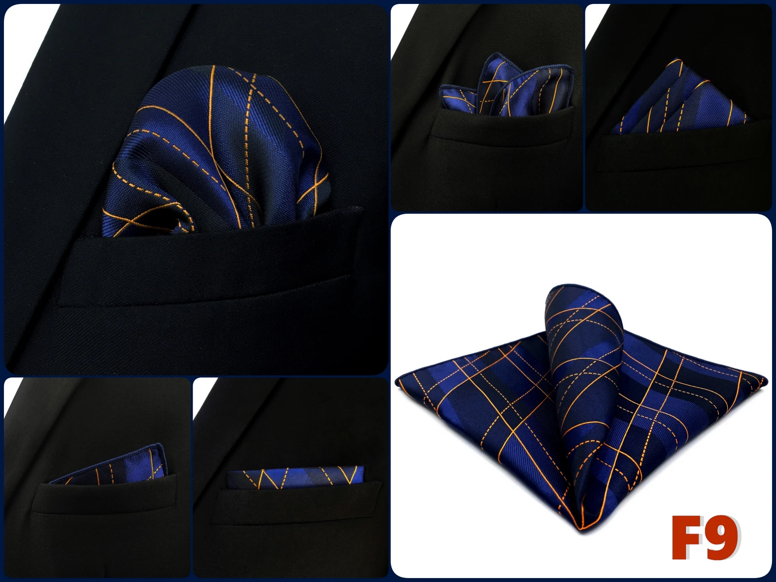 Luxury Mens Pocket Square Handkerchief Blue Navy Brown Paisley Jacquard Suit Hanky Large Classic Gentlemen Wedding Party Gift