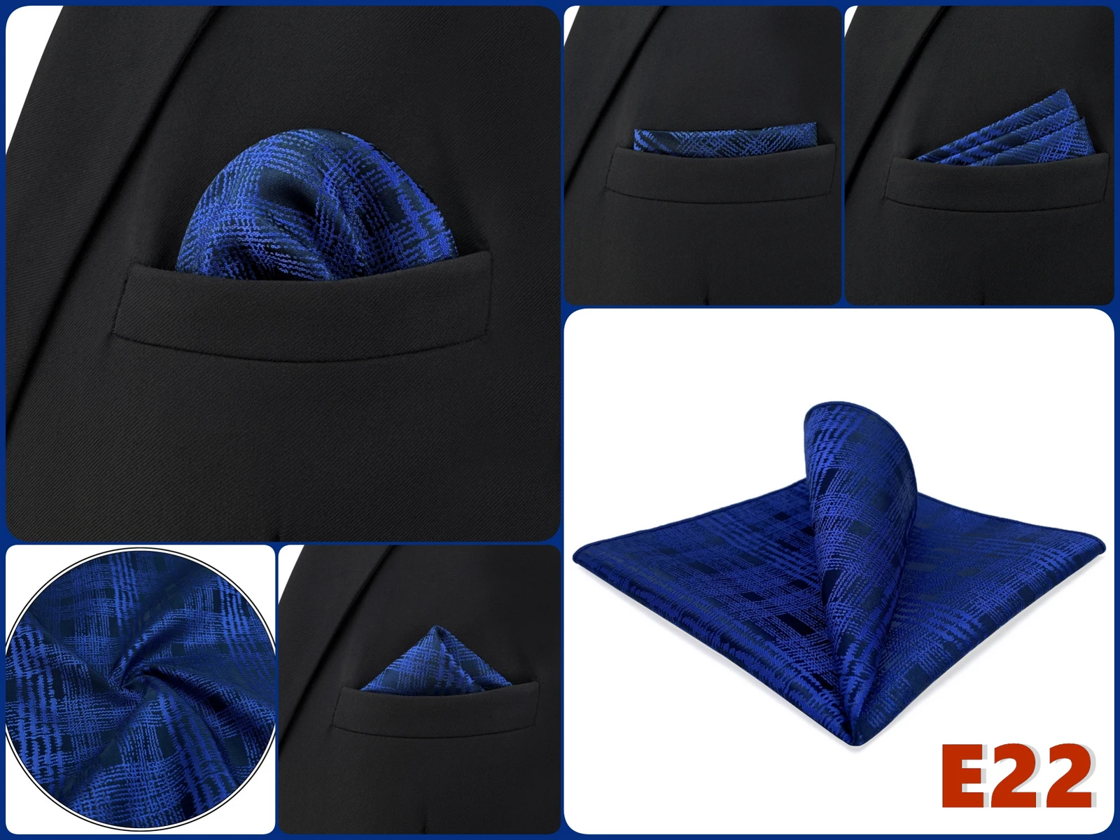 Luxury Mens Pocket Square Handkerchief Blue Navy Brown Paisley Jacquard Suit Hanky Large Classic Gentlemen Wedding Party Gift