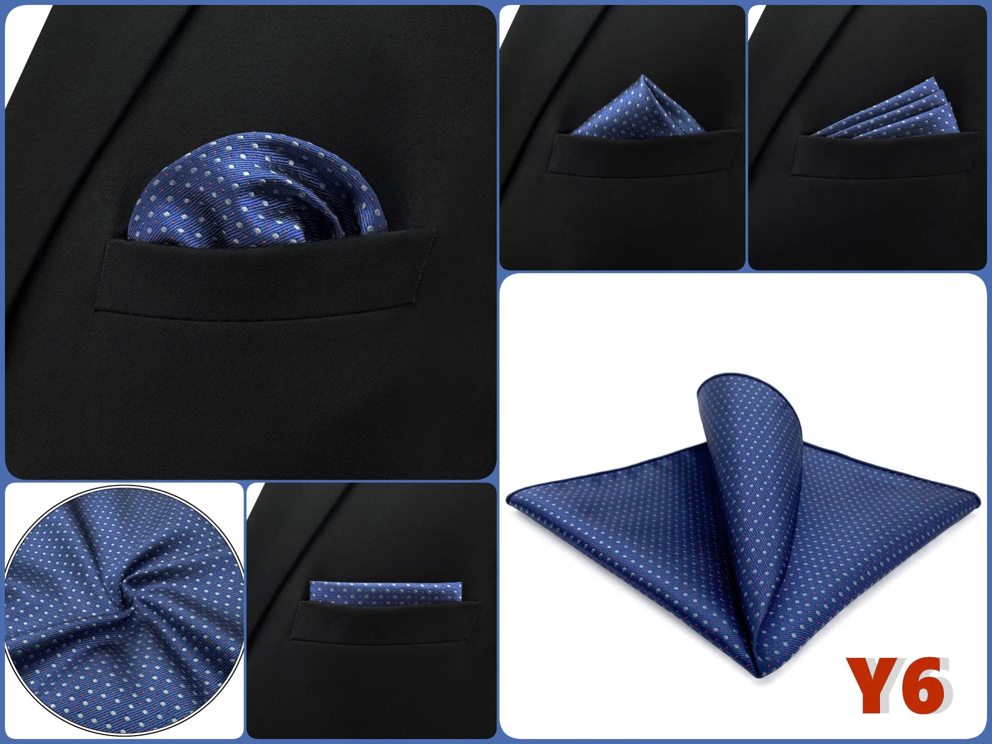 Luxury Mens Pocket Square Handkerchief Blue Navy Brown Paisley Jacquard Suit Hanky Large Classic Gentlemen Wedding Party Gift