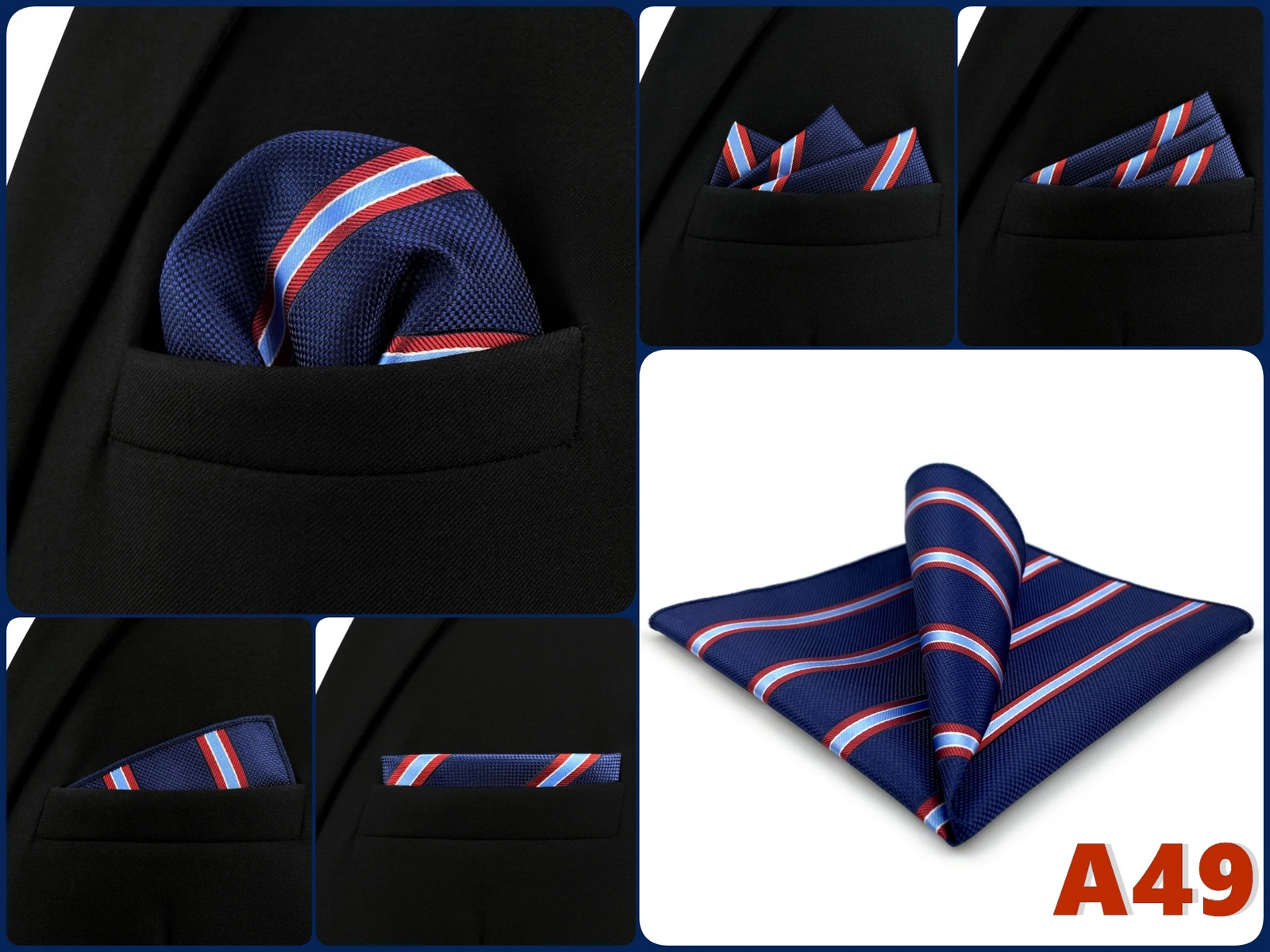 Luxury Mens Pocket Square Handkerchief Blue Navy Brown Paisley Jacquard Suit Hanky Large Classic Gentlemen Wedding Party Gift