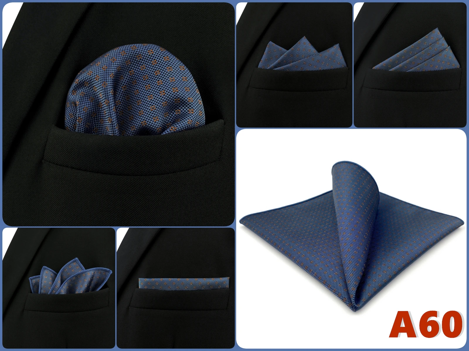 Luxury Mens Pocket Square Handkerchief Blue Navy Brown Paisley Jacquard Suit Hanky Large Classic Gentlemen Wedding Party Gift
