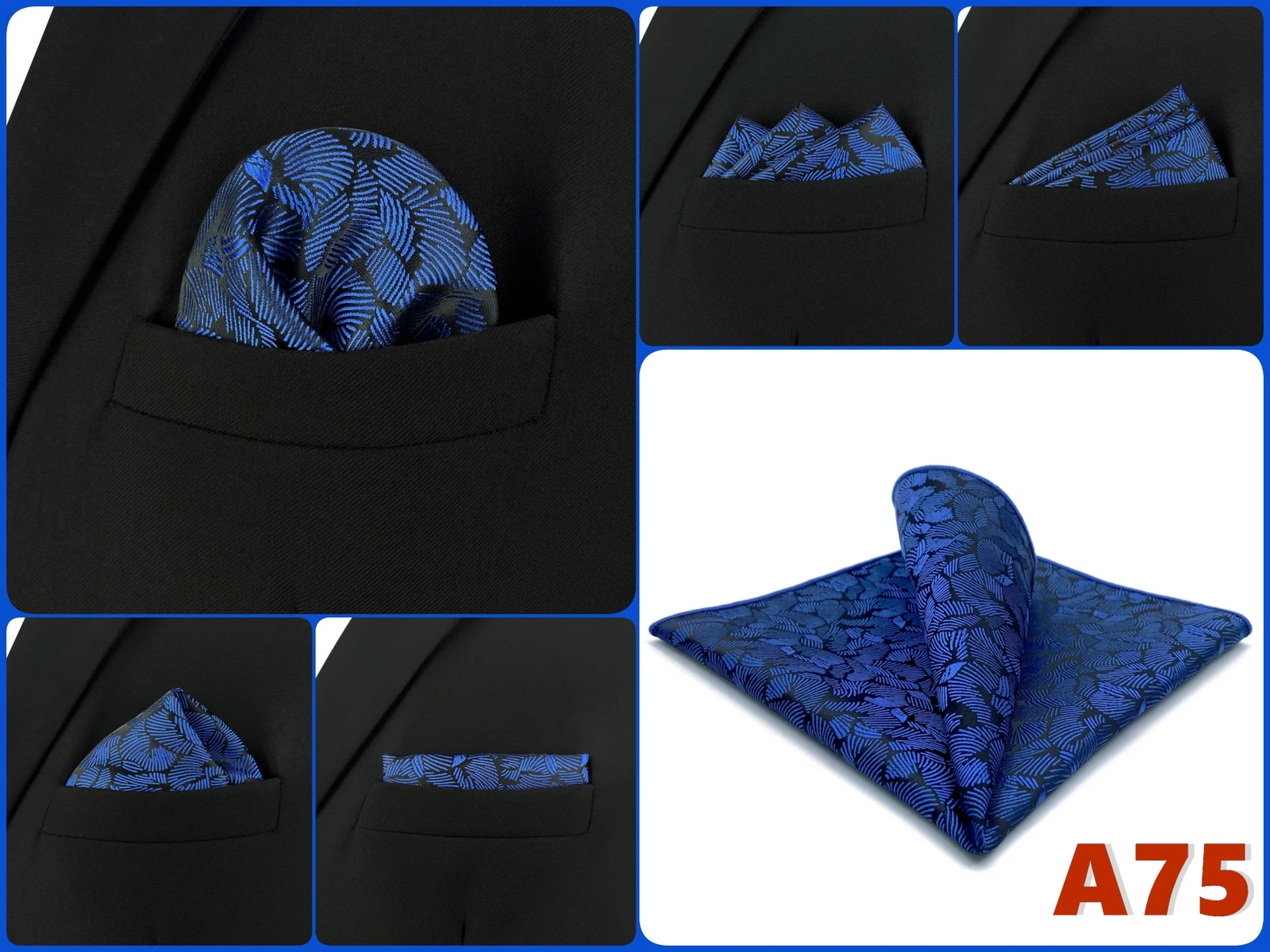 Luxury Mens Pocket Square Handkerchief Blue Navy Brown Paisley Jacquard Suit Hanky Large Classic Gentlemen Wedding Party Gift