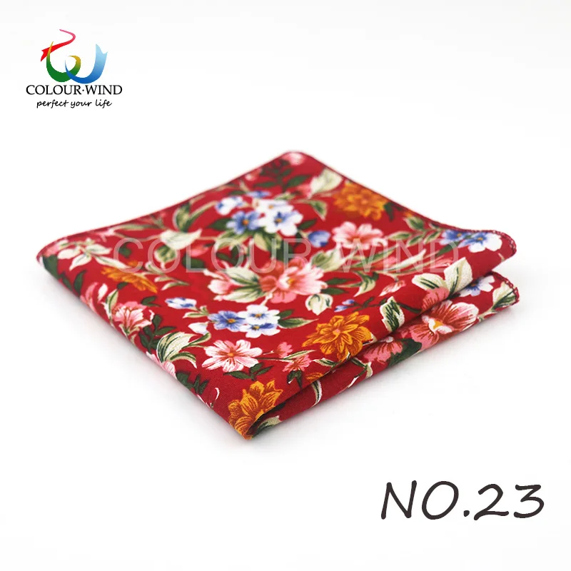 Top Cotton Pocket Square Fashion Flower Suit Ties For Men Paisley Shirt Handkerchief 22*22CM Wedding Towel Ladies Hankies Gift