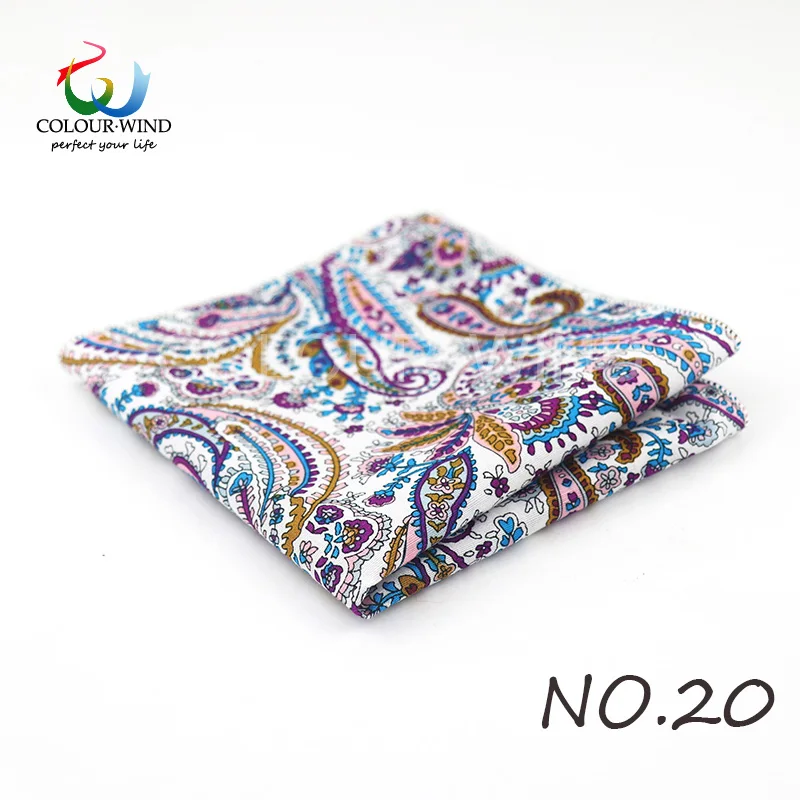 Top Cotton Pocket Square Fashion Flower Suit Ties For Men Paisley Shirt Handkerchief 22*22CM Wedding Towel Ladies Hankies Gift