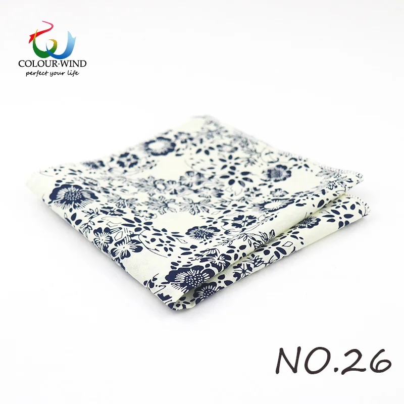 Top Cotton Pocket Square Fashion Flower Suit Ties For Men Paisley Shirt Handkerchief 22*22CM Wedding Towel Ladies Hankies Gift