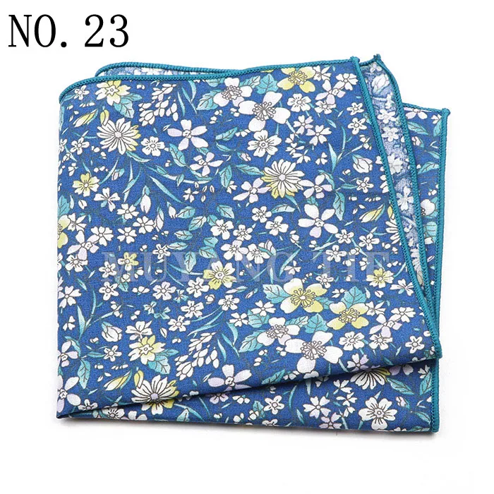 Fashionable Men's 25cm Floral Cotton Handkerchief Casual Color Printed Scarf Suit Shirt Accessories Wedding Gift