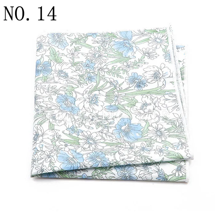Fashionable Men's 25cm Floral Cotton Handkerchief Casual Color Printed Scarf Suit Shirt Accessories Wedding Gift