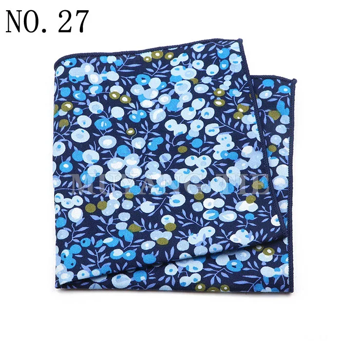 Fashionable Men's 25cm Floral Cotton Handkerchief Casual Color Printed Scarf Suit Shirt Accessories Wedding Gift
