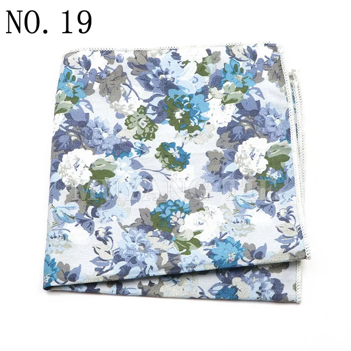 Fashionable Men's 25cm Floral Cotton Handkerchief Casual Color Printed Scarf Suit Shirt Accessories Wedding Gift