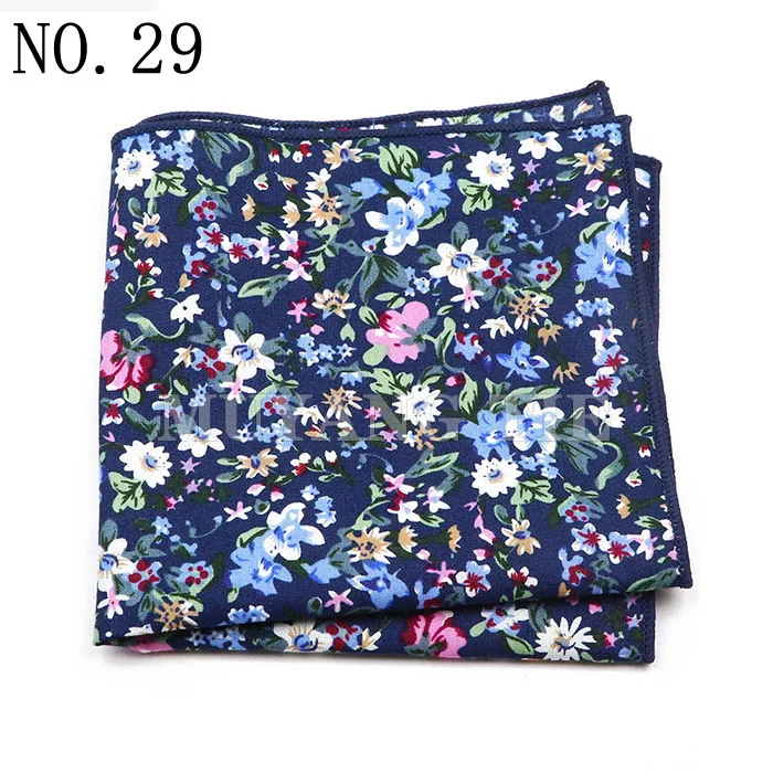 Fashionable Men's 25cm Floral Cotton Handkerchief Casual Color Printed Scarf Suit Shirt Accessories Wedding Gift