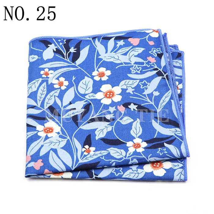 Fashionable Men's 25cm Floral Cotton Handkerchief Casual Color Printed Scarf Suit Shirt Accessories Wedding Gift