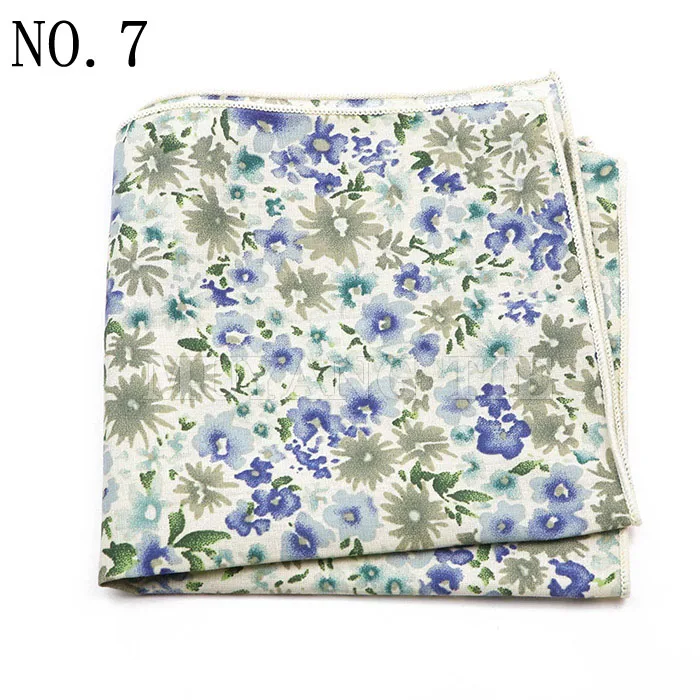 Fashionable Men's 25cm Floral Cotton Handkerchief Casual Color Printed Scarf Suit Shirt Accessories Wedding Gift