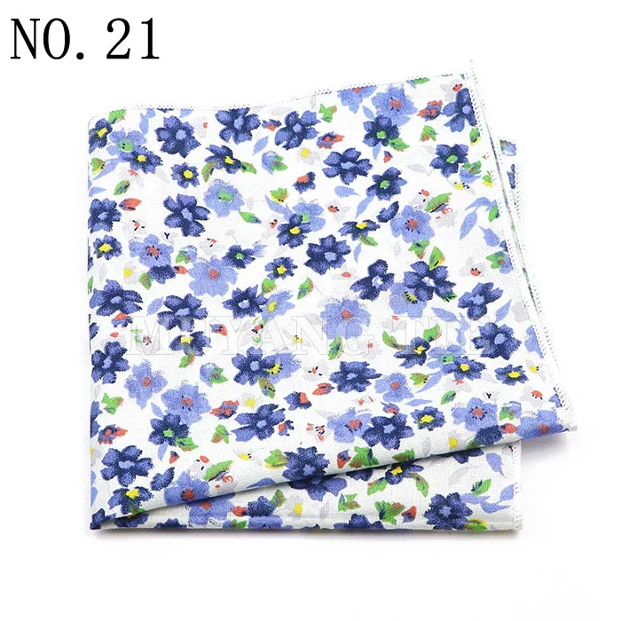 Fashionable Men's 25cm Floral Cotton Handkerchief Casual Color Printed Scarf Suit Shirt Accessories Wedding Gift