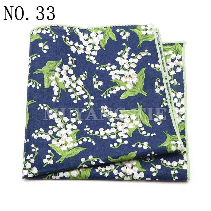Fashionable Men's 25cm Floral Cotton Handkerchief Casual Color Printed Scarf Suit Shirt Accessories Wedding Gift