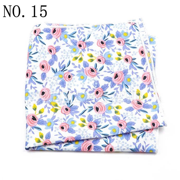 Fashionable Men's 25cm Floral Cotton Handkerchief Casual Color Printed Scarf Suit Shirt Accessories Wedding Gift
