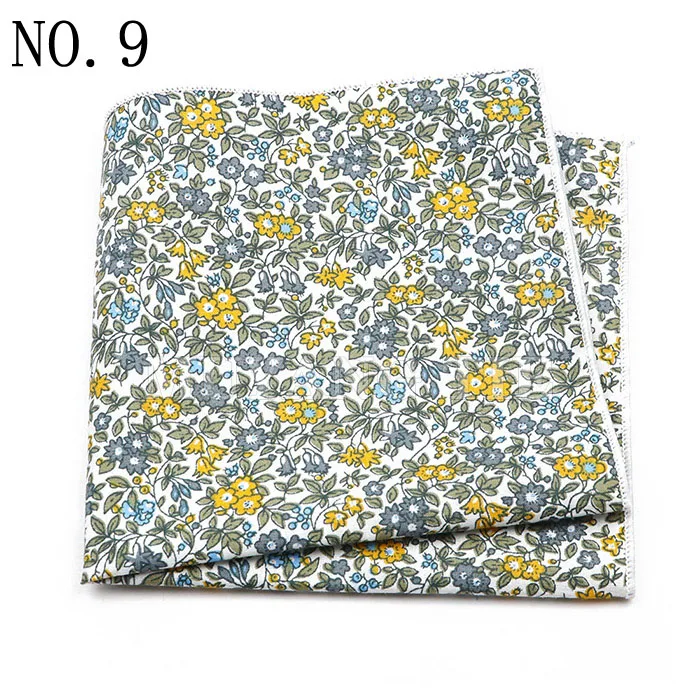 Fashionable Men's 25cm Floral Cotton Handkerchief Casual Color Printed Scarf Suit Shirt Accessories Wedding Gift