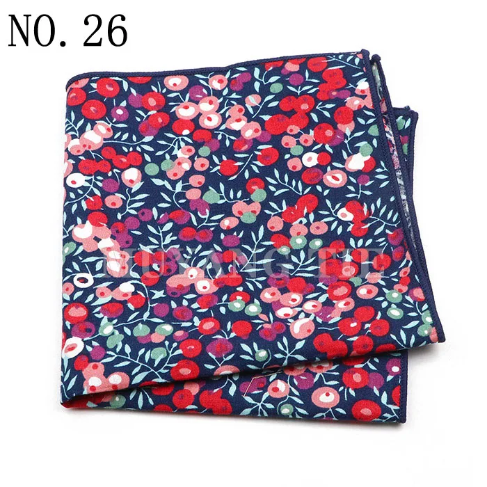 Fashionable Men's 25cm Floral Cotton Handkerchief Casual Color Printed Scarf Suit Shirt Accessories Wedding Gift