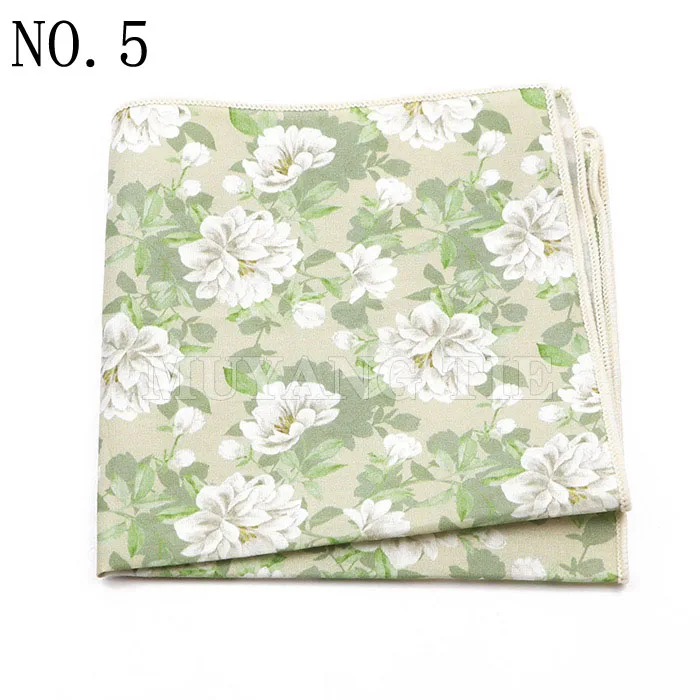 Fashionable Men's 25cm Floral Cotton Handkerchief Casual Color Printed Scarf Suit Shirt Accessories Wedding Gift