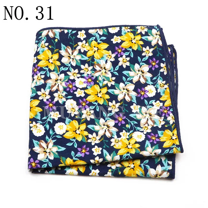 Fashionable Men's 25cm Floral Cotton Handkerchief Casual Color Printed Scarf Suit Shirt Accessories Wedding Gift