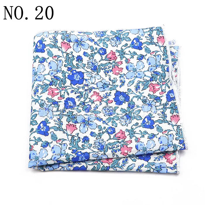Fashionable Men's 25cm Floral Cotton Handkerchief Casual Color Printed Scarf Suit Shirt Accessories Wedding Gift