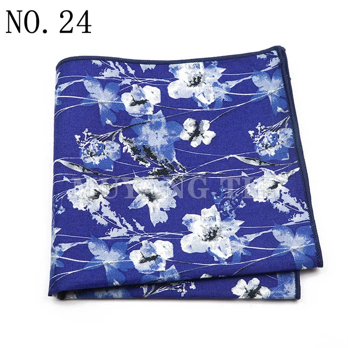 Fashionable Men's 25cm Floral Cotton Handkerchief Casual Color Printed Scarf Suit Shirt Accessories Wedding Gift