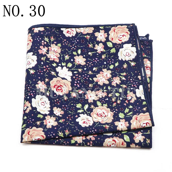 Fashionable Men's 25cm Floral Cotton Handkerchief Casual Color Printed Scarf Suit Shirt Accessories Wedding Gift