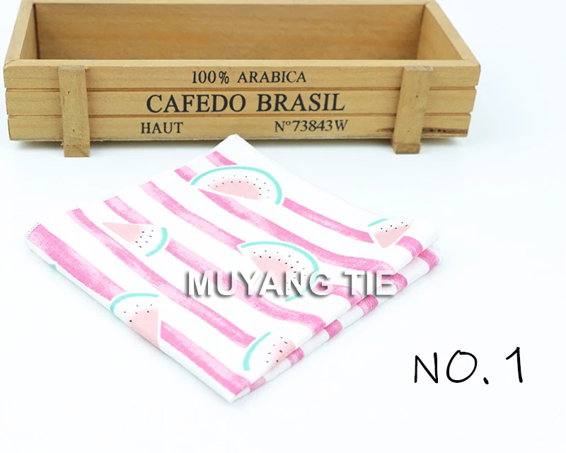 Kids Handkerchief Scarves Vintage Cotton Hankies Men's Pocket Square Children Dog Duck Animal Fruit Handkerchiefs