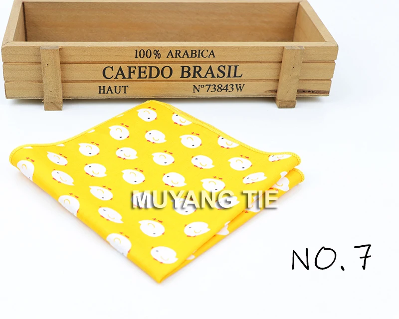 Kids Handkerchief Scarves Vintage Cotton Hankies Men's Pocket Square Children Dog Duck Animal Fruit Handkerchiefs