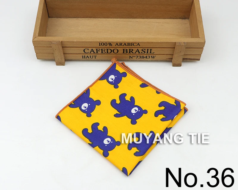 Kids Handkerchief Scarves Vintage Cotton Hankies Men's Pocket Square Children Dog Duck Animal Fruit Handkerchiefs