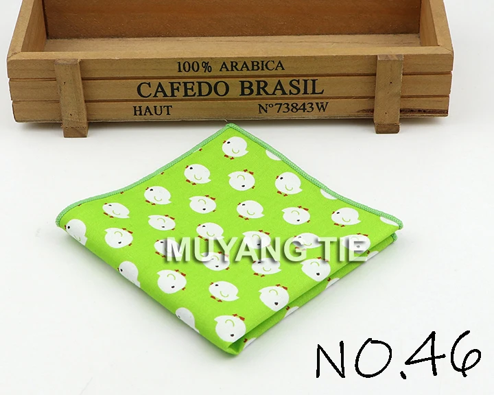 Kids Handkerchief Scarves Vintage Cotton Hankies Men's Pocket Square Children Dog Duck Animal Fruit Handkerchiefs