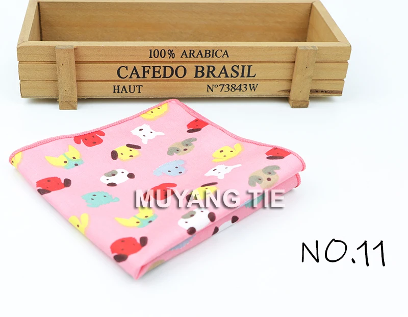 Kids Handkerchief Scarves Vintage Cotton Hankies Men's Pocket Square Children Dog Duck Animal Fruit Handkerchiefs