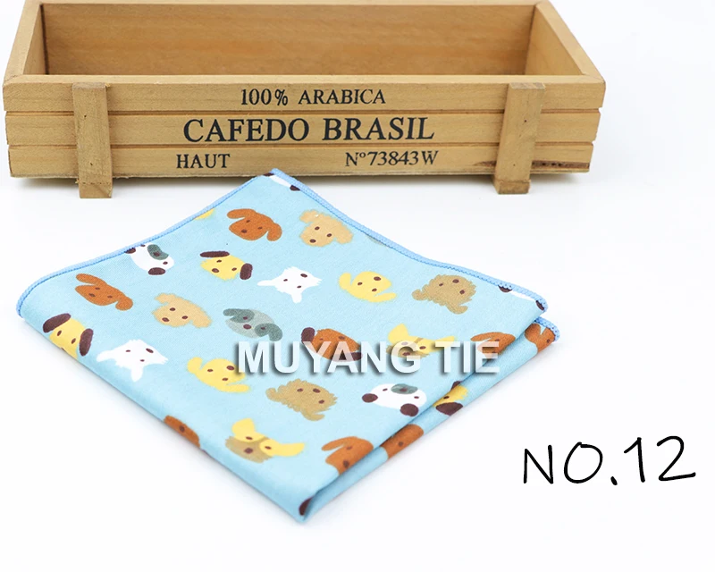 Kids Handkerchief Scarves Vintage Cotton Hankies Men's Pocket Square Children Dog Duck Animal Fruit Handkerchiefs