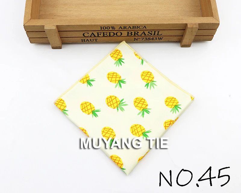 Kids Handkerchief Scarves Vintage Cotton Hankies Men's Pocket Square Children Dog Duck Animal Fruit Handkerchiefs