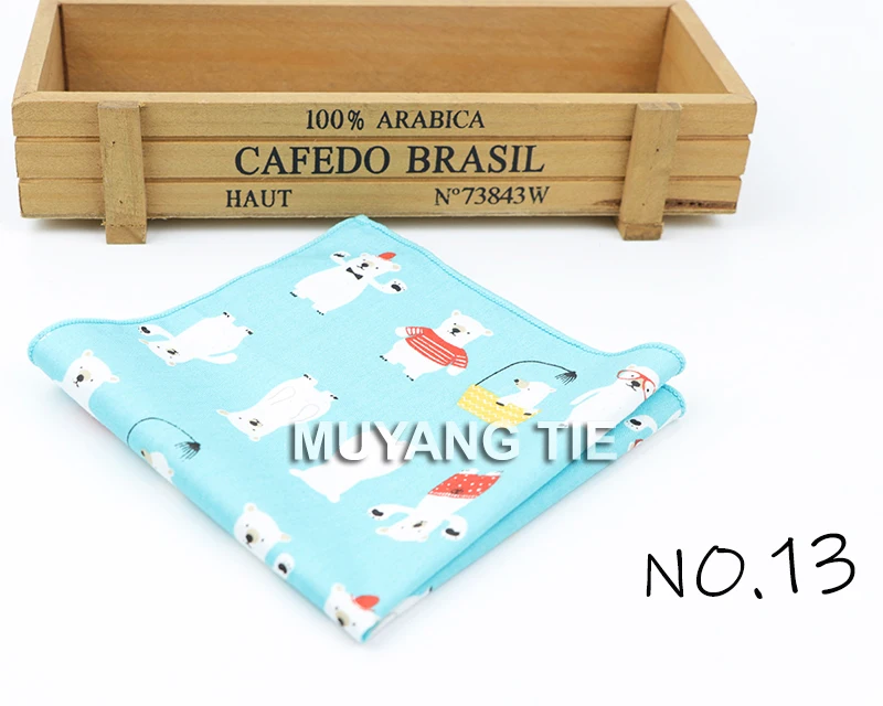 Kids Handkerchief Scarves Vintage Cotton Hankies Men's Pocket Square Children Dog Duck Animal Fruit Handkerchiefs
