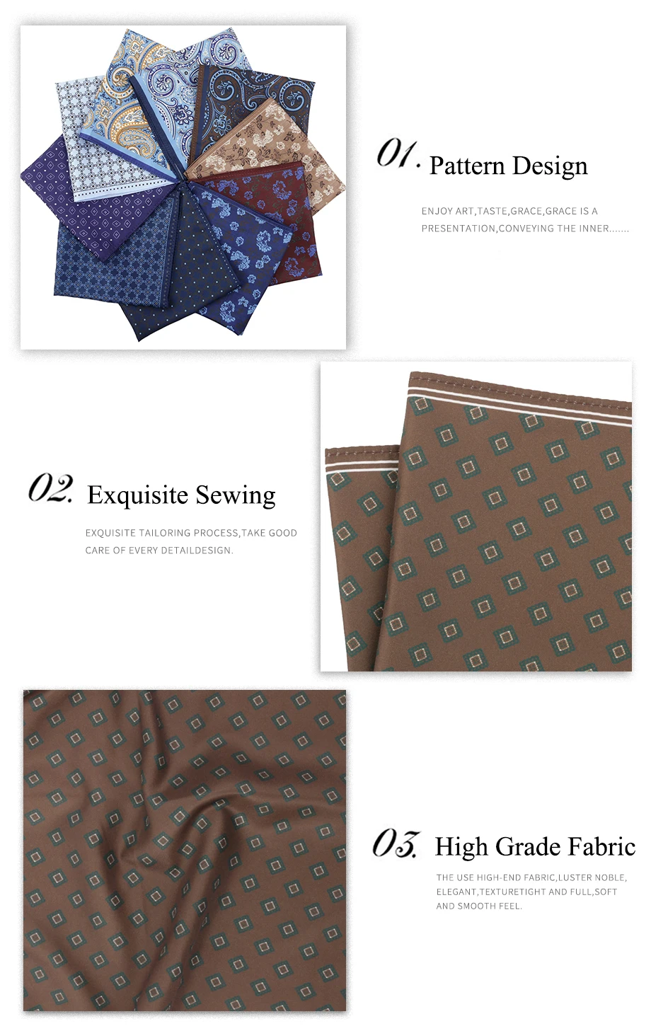  Tailor Smith 11.81x11.81 inch Pocket Squares Paisley Men's Handkerchief for Suit Accessories Wedding Business Banquet Gift