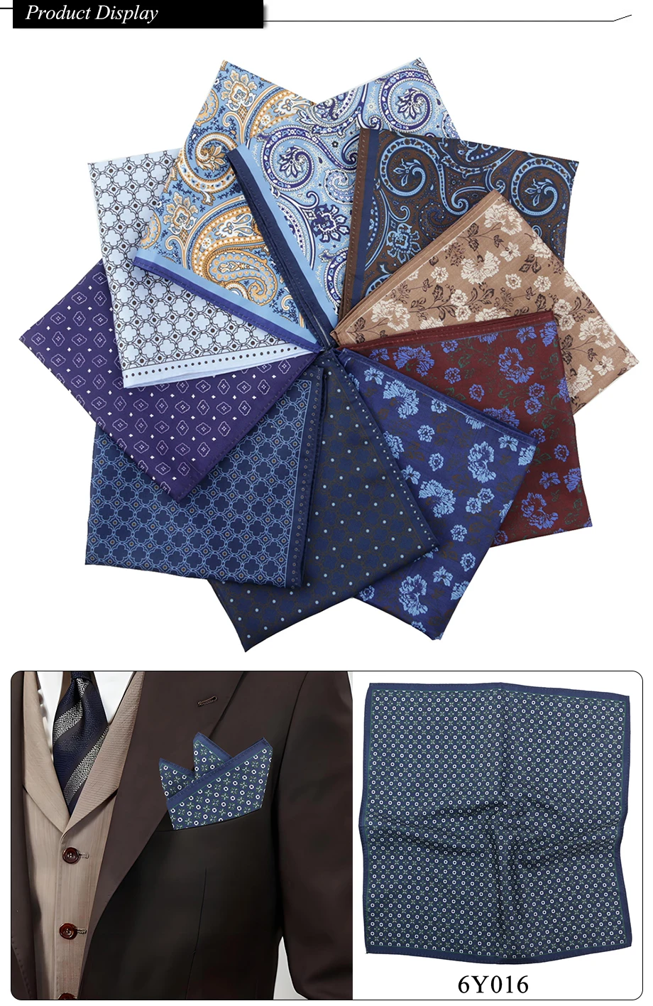  Tailor Smith 11.81x11.81 inch Pocket Squares Paisley Men's Handkerchief for Suit Accessories Wedding Business Banquet Gift