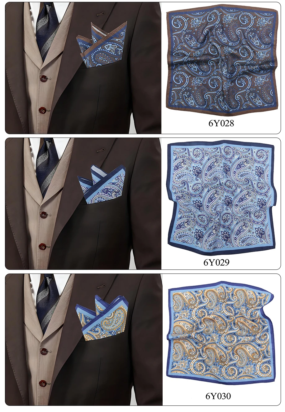  Tailor Smith 11.81x11.81 inch Pocket Squares Paisley Men's Handkerchief for Suit Accessories Wedding Business Banquet Gift