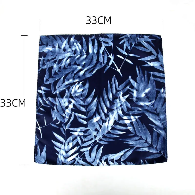 33*33cm Anchor Polka Dot Paisley Floral Big Handkerchief Satin Men Hanky Fashion Wedding Party Pocket Square Print Accessory
