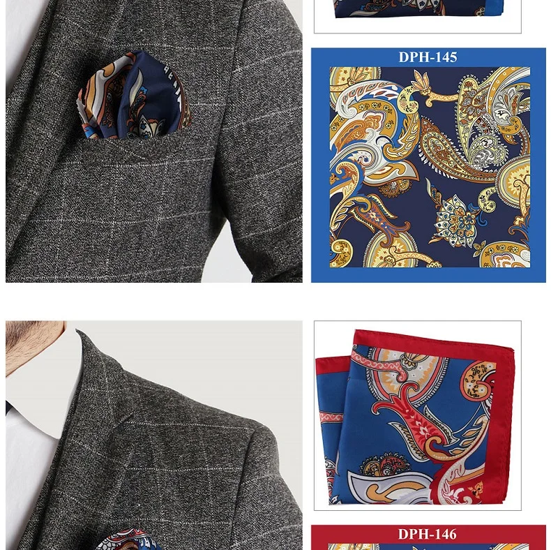 Tailor Smith Men's Luxury Suit Pocket Squares 30x30cm Large Size Business Printed Floral Paisley Solid Dot Hankies Chest Towel