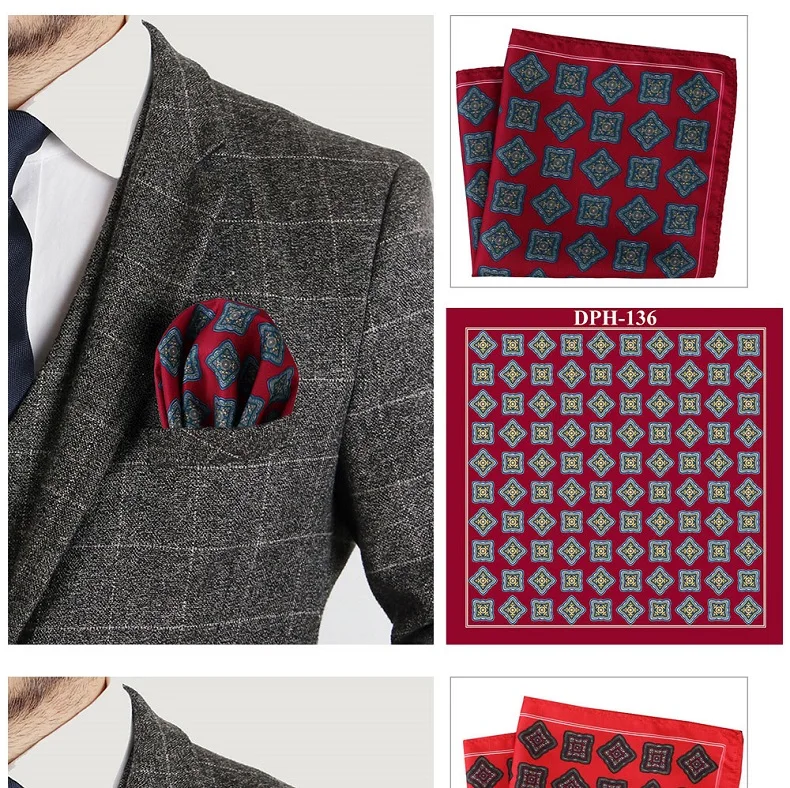 Tailor Smith Men's Luxury Suit Pocket Squares 30x30cm Large Size Business Printed Floral Paisley Solid Dot Hankies Chest Towel