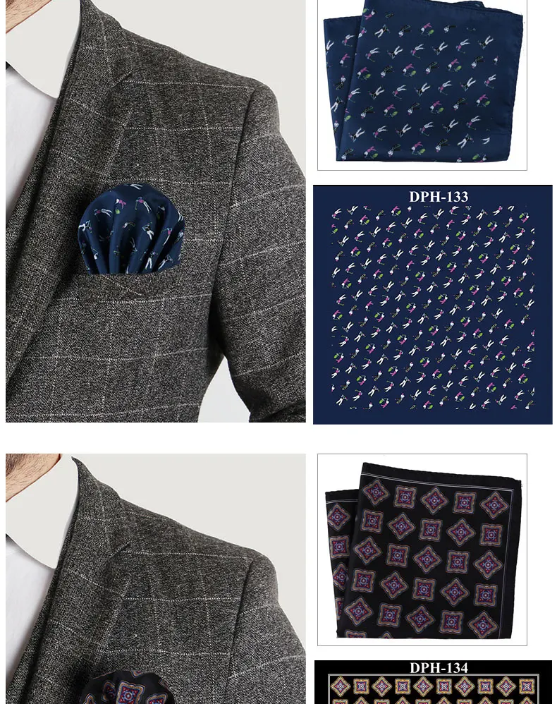 Tailor Smith Men's Luxury Suit Pocket Squares 30x30cm Large Size Business Printed Floral Paisley Solid Dot Hankies Chest Towel