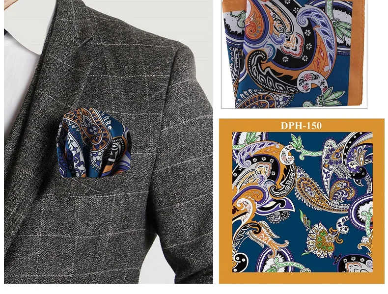 Tailor Smith Men's Luxury Suit Pocket Squares 30x30cm Large Size Business Printed Floral Paisley Solid Dot Hankies Chest Towel