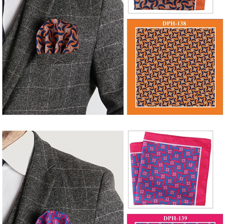 Tailor Smith Men's Luxury Suit Pocket Squares 30x30cm Large Size Business Printed Floral Paisley Solid Dot Hankies Chest Towel