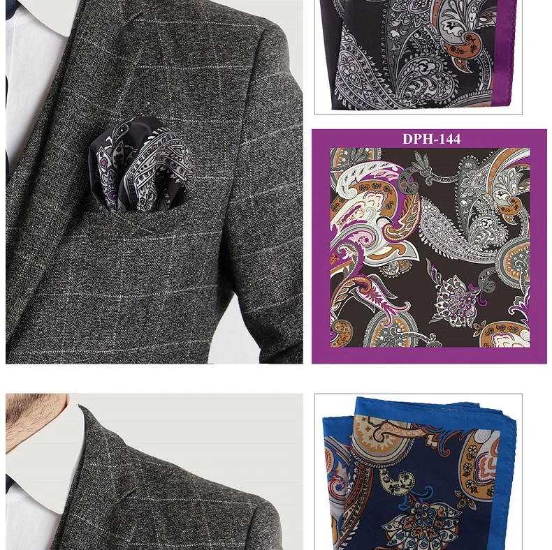 Tailor Smith Men's Luxury Suit Pocket Squares 30x30cm Large Size Business Printed Floral Paisley Solid Dot Hankies Chest Towel