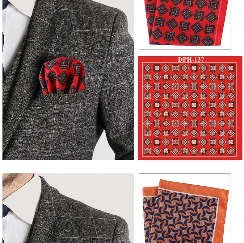 Tailor Smith Men's Luxury Suit Pocket Squares 30x30cm Large Size Business Printed Floral Paisley Solid Dot Hankies Chest Towel