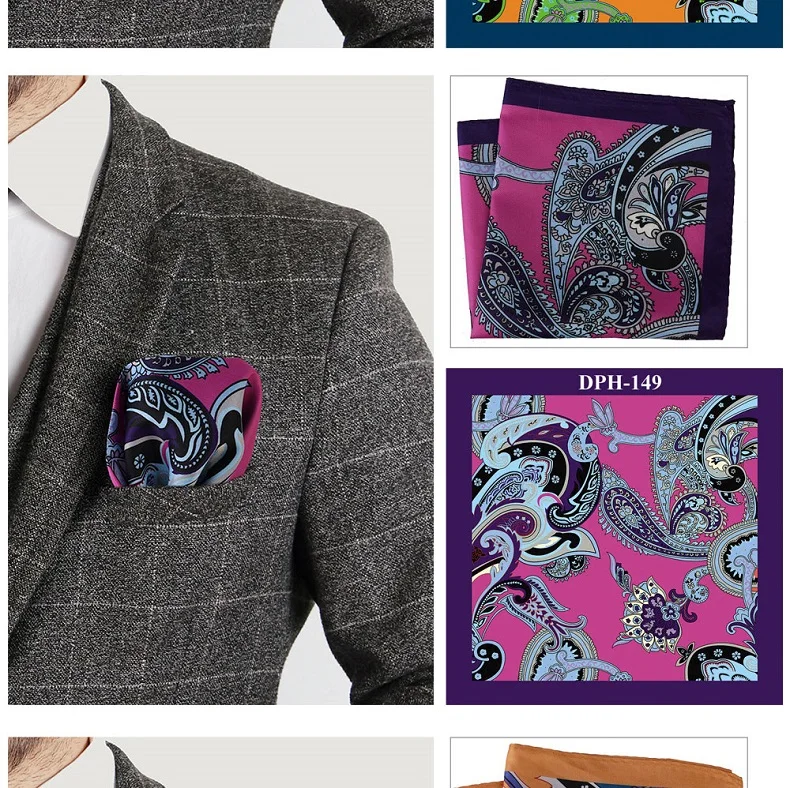 Tailor Smith Men's Luxury Suit Pocket Squares 30x30cm Large Size Business Printed Floral Paisley Solid Dot Hankies Chest Towel